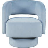 Sutton Split Back Curved Sculpture Swivel Accent Chair in Blue Fabric